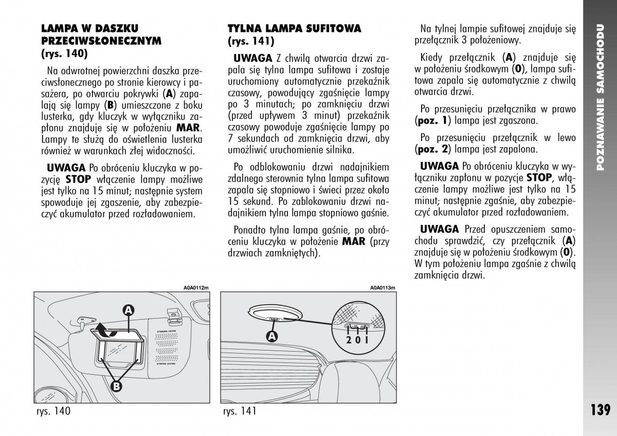 Alfa Romeo 147 instrukcja obslugi / page 141