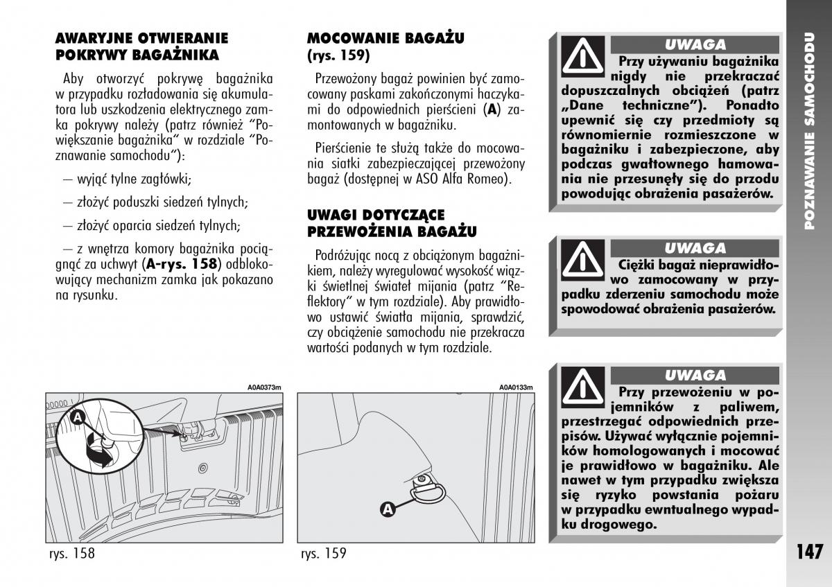 Alfa Romeo 147 instrukcja obslugi / page 149