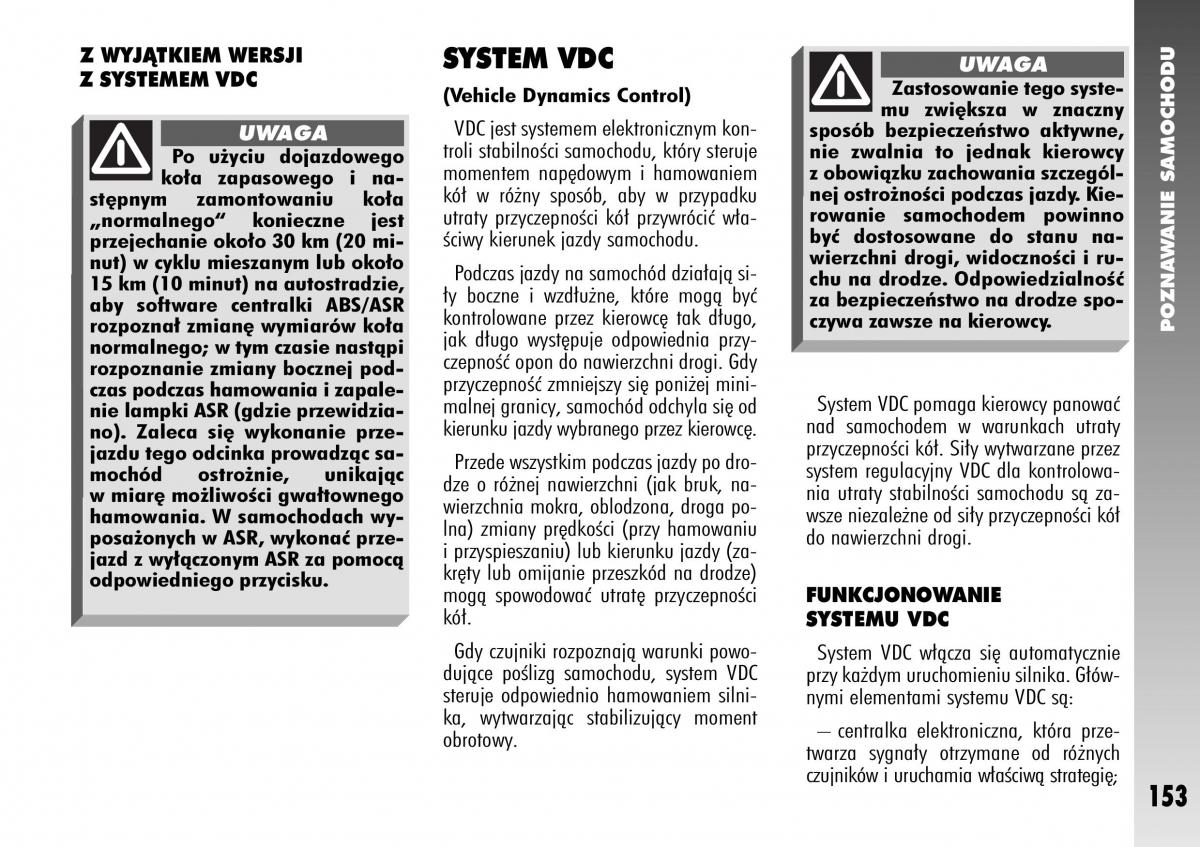 Alfa Romeo 147 instrukcja obslugi / page 155