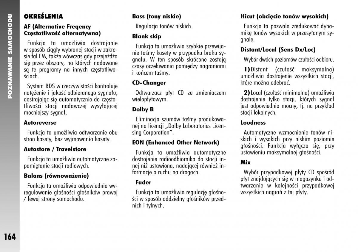 Alfa Romeo 147 instrukcja obslugi / page 166