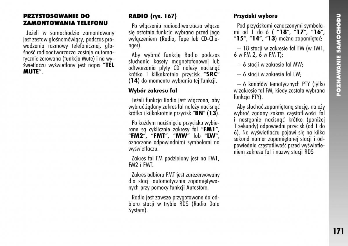 Alfa Romeo 147 instrukcja obslugi / page 173