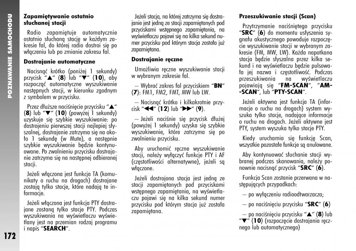 Alfa Romeo 147 instrukcja obslugi / page 174