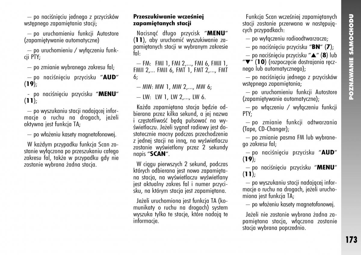 Alfa Romeo 147 instrukcja obslugi / page 175