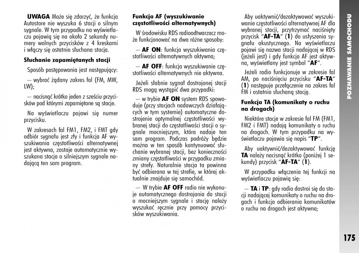 Alfa Romeo 147 instrukcja obslugi / page 177