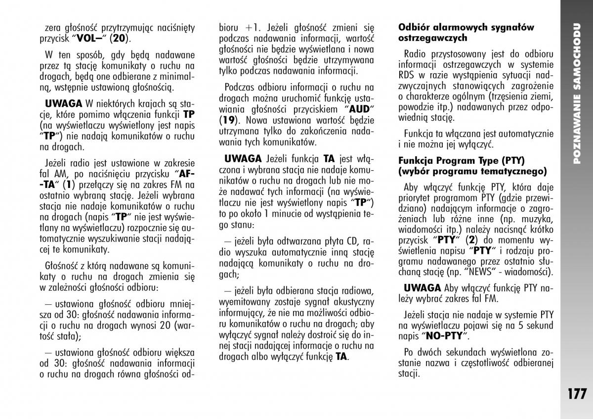 Alfa Romeo 147 instrukcja obslugi / page 179