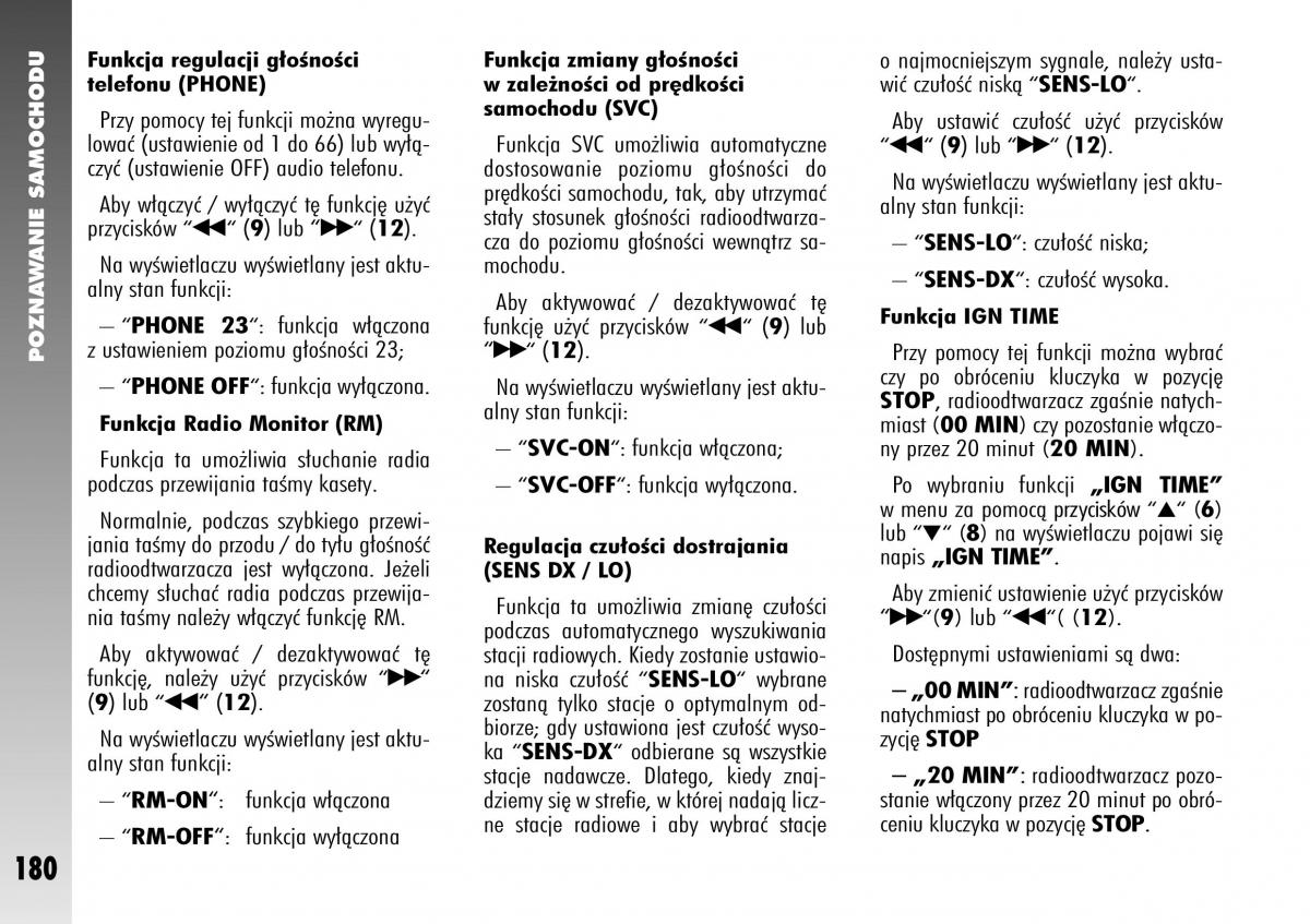 Alfa Romeo 147 instrukcja obslugi / page 182