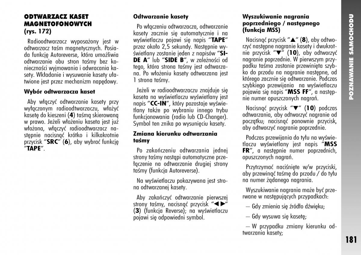 Alfa Romeo 147 instrukcja obslugi / page 183