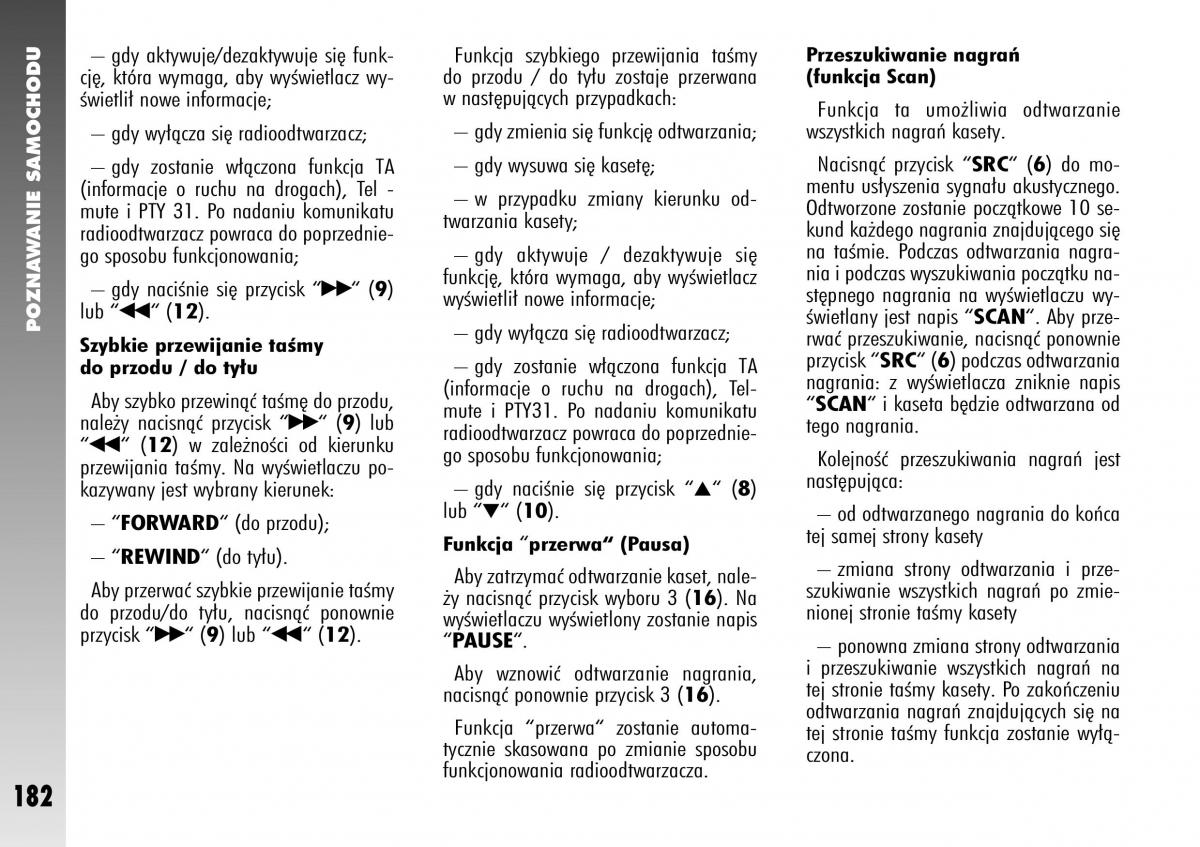 Alfa Romeo 147 instrukcja obslugi / page 184