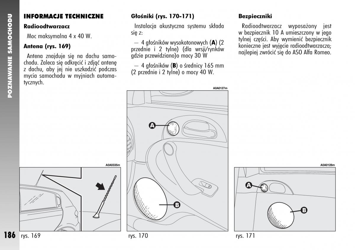 Alfa Romeo 147 instrukcja obslugi / page 188