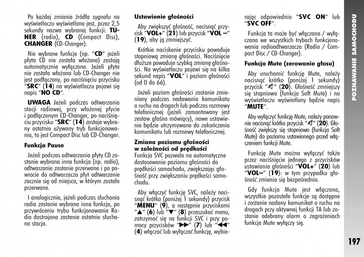 Alfa Romeo 147 instrukcja obslugi / page 199