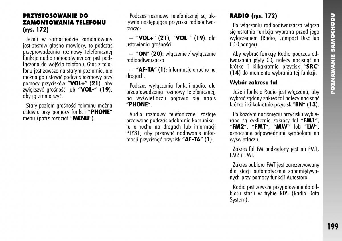 Alfa Romeo 147 instrukcja obslugi / page 201