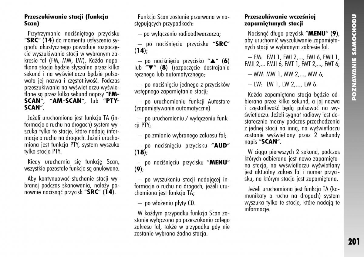 Alfa Romeo 147 instrukcja obslugi / page 203