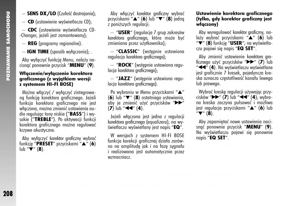 Alfa Romeo 147 instrukcja obslugi / page 210