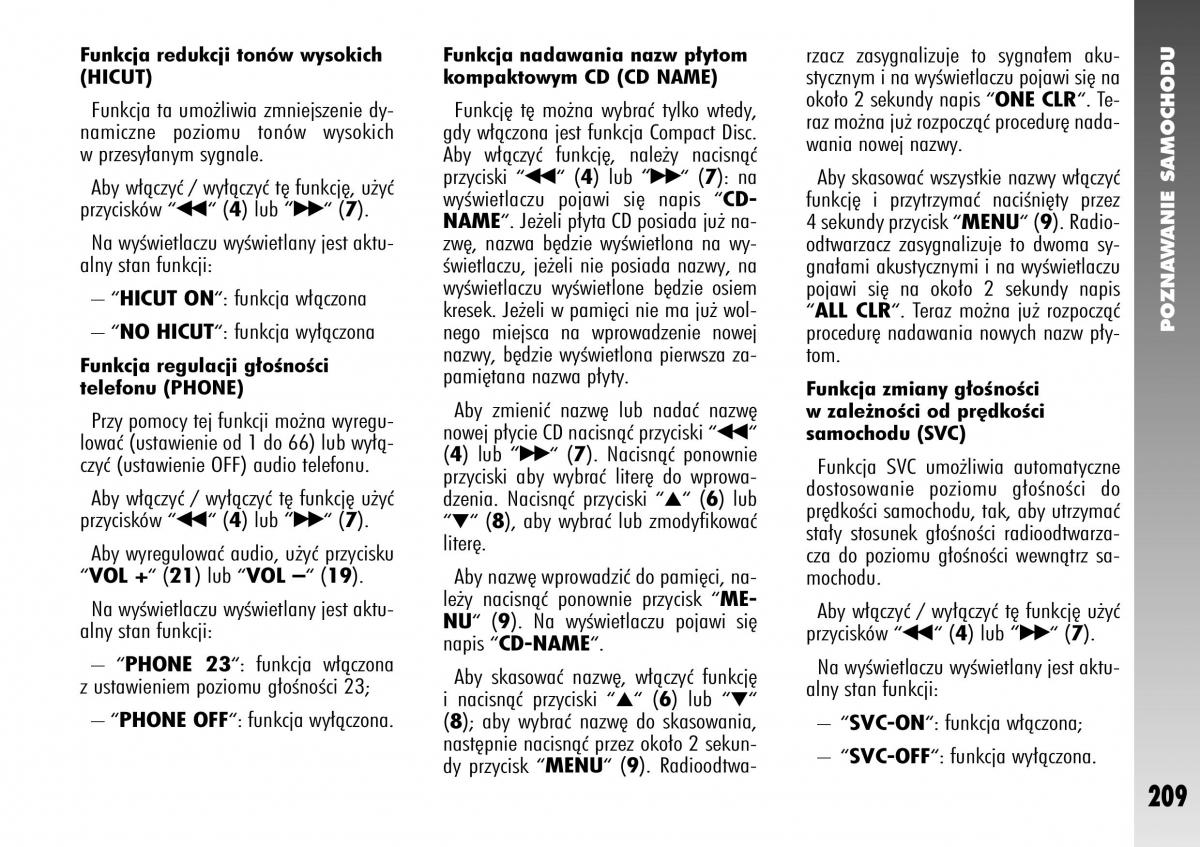 Alfa Romeo 147 instrukcja obslugi / page 211