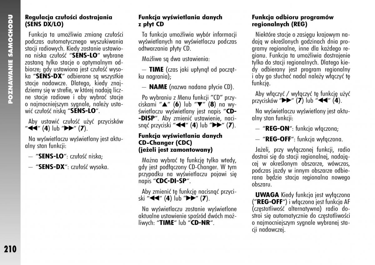 Alfa Romeo 147 instrukcja obslugi / page 212