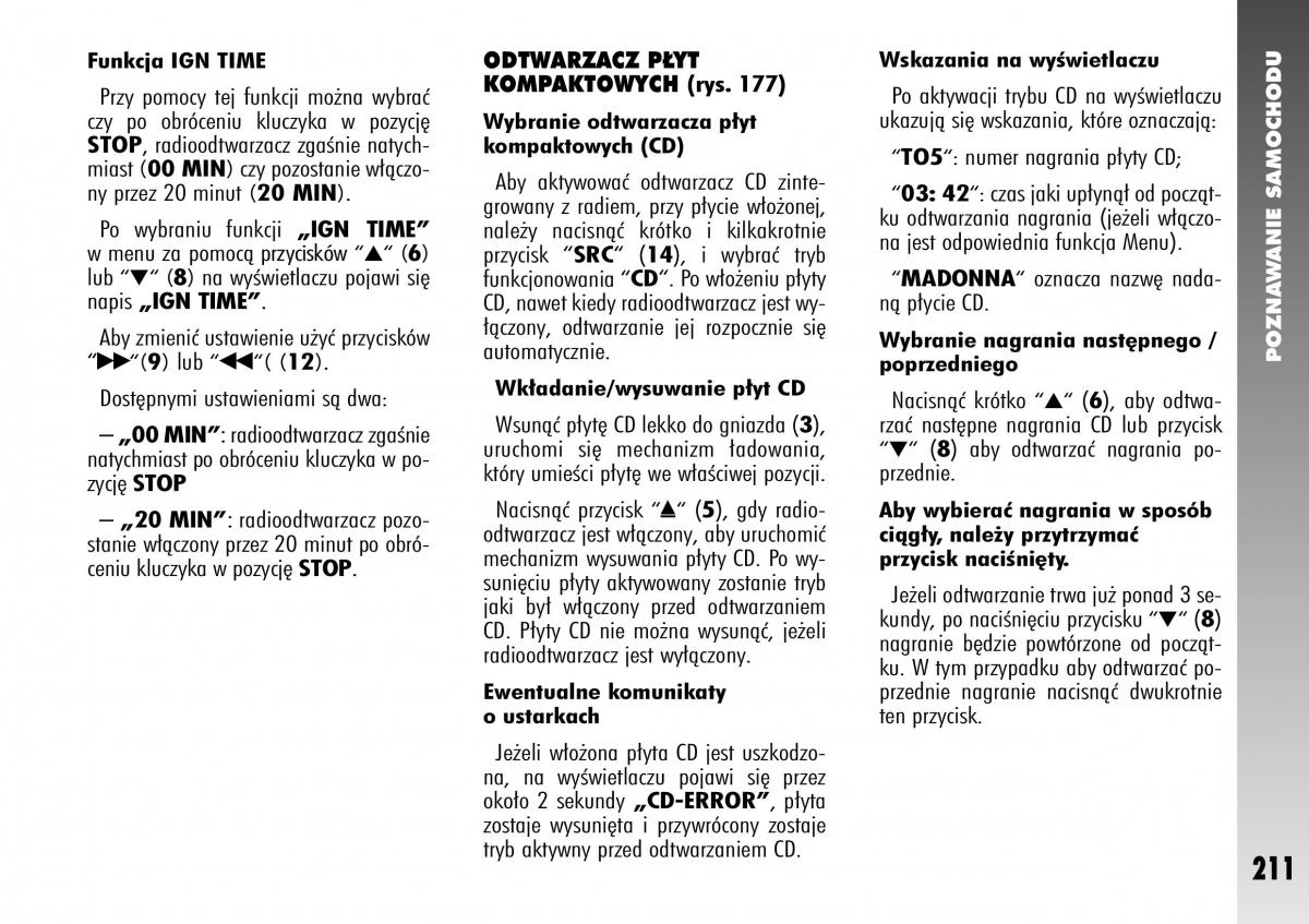 Alfa Romeo 147 instrukcja obslugi / page 213