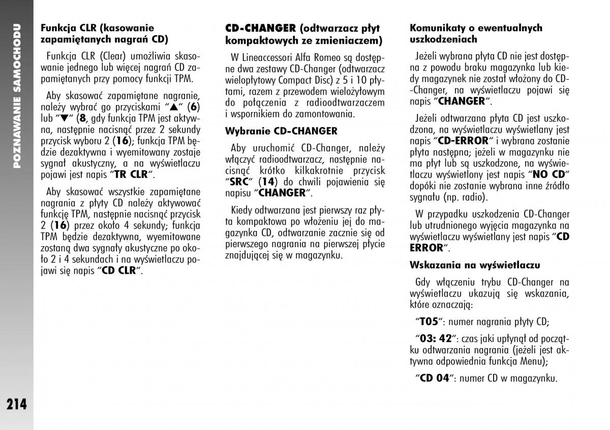 Alfa Romeo 147 instrukcja obslugi / page 216