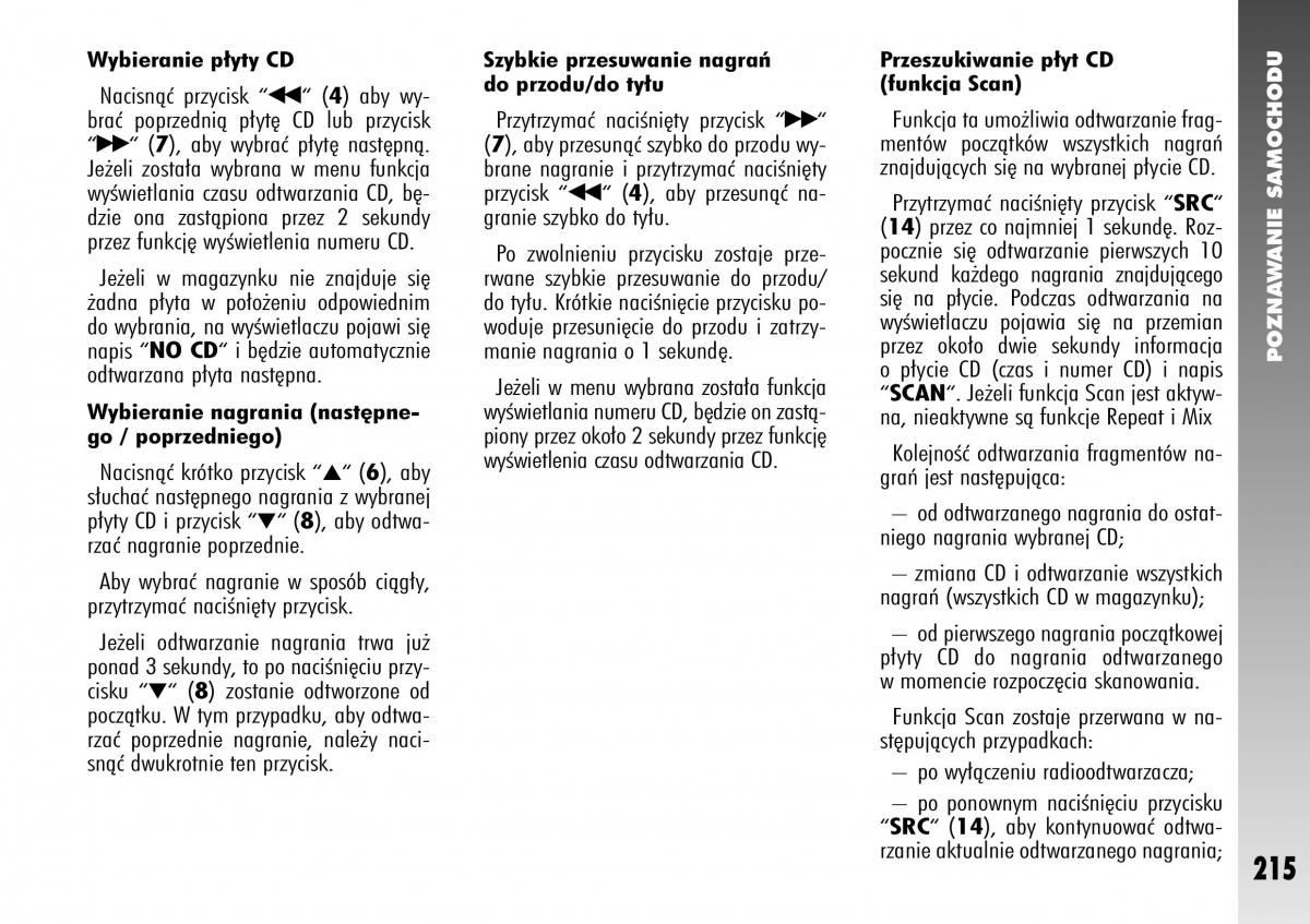 Alfa Romeo 147 instrukcja obslugi / page 217