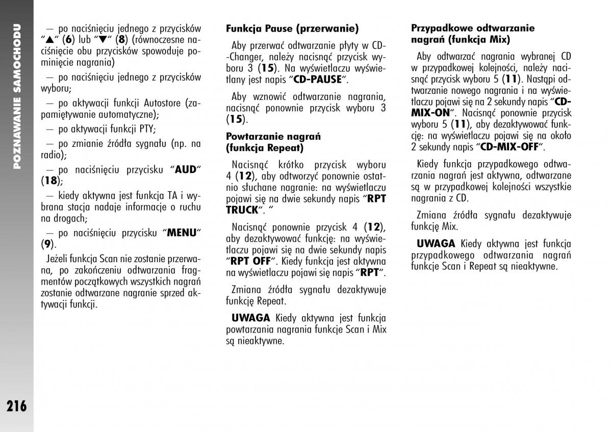 Alfa Romeo 147 instrukcja obslugi / page 218