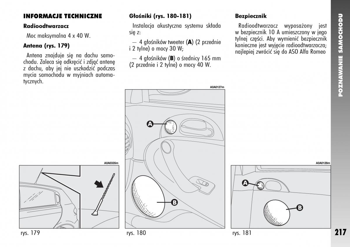 Alfa Romeo 147 instrukcja obslugi / page 219