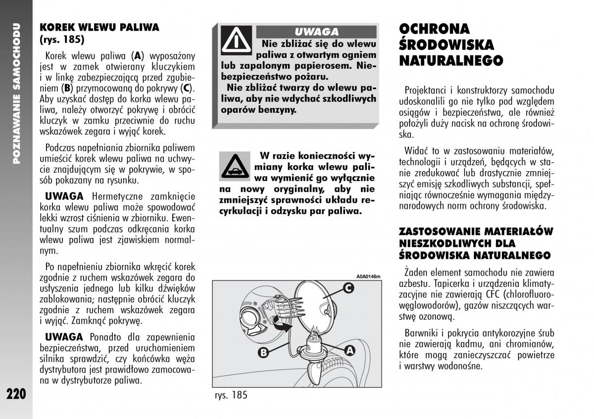 Alfa Romeo 147 instrukcja obslugi / page 222