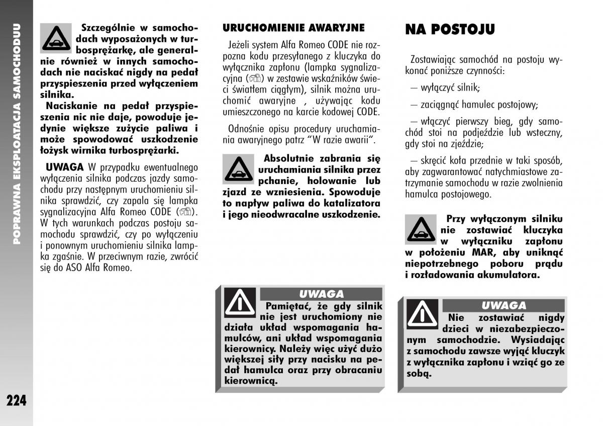 Alfa Romeo 147 instrukcja obslugi / page 226