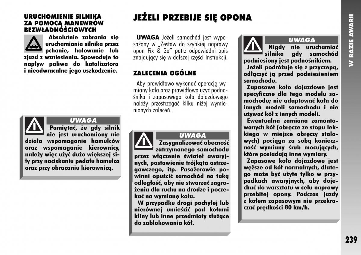 Alfa Romeo 147 instrukcja obslugi / page 241