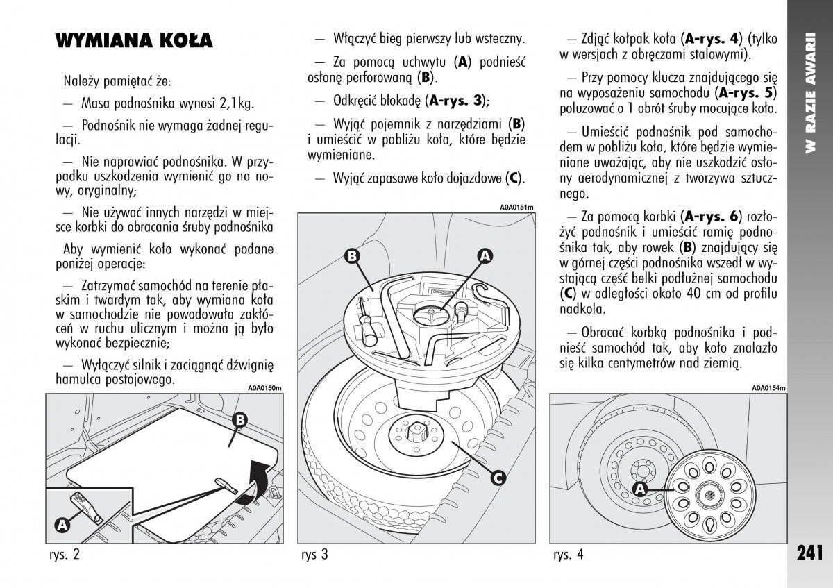 Alfa Romeo 147 instrukcja obslugi / page 243