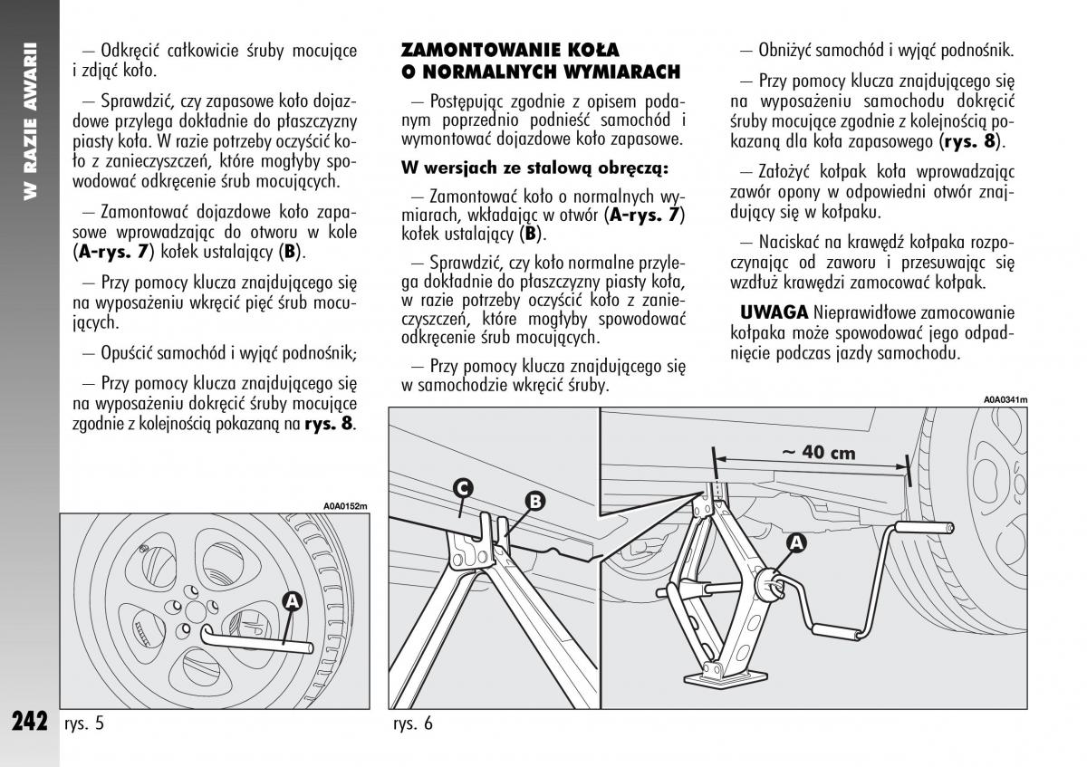 Alfa Romeo 147 instrukcja obslugi / page 244