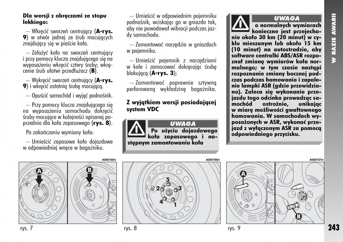 Alfa Romeo 147 instrukcja obslugi / page 245