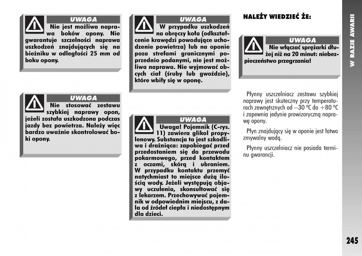 Alfa Romeo 147 instrukcja obslugi / page 247