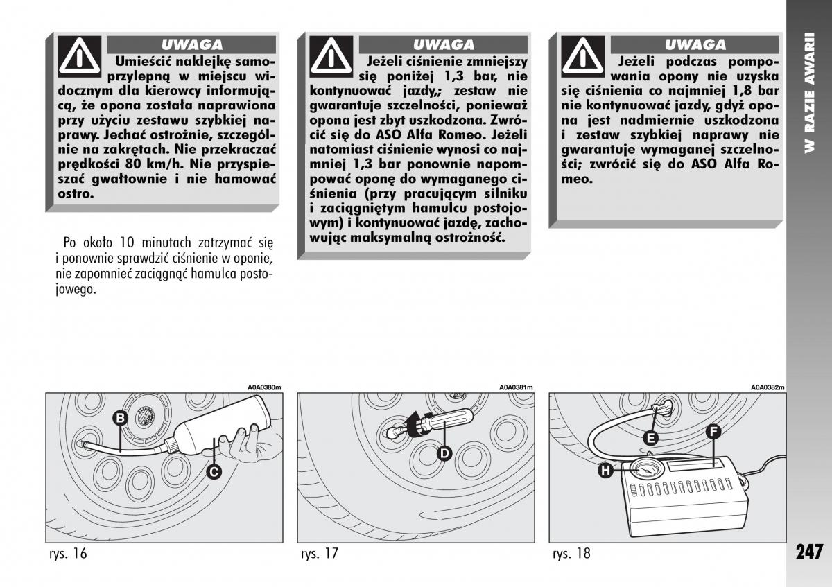 Alfa Romeo 147 instrukcja obslugi / page 249