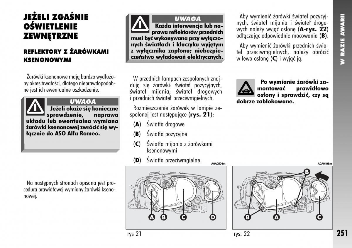 Alfa Romeo 147 instrukcja obslugi / page 253