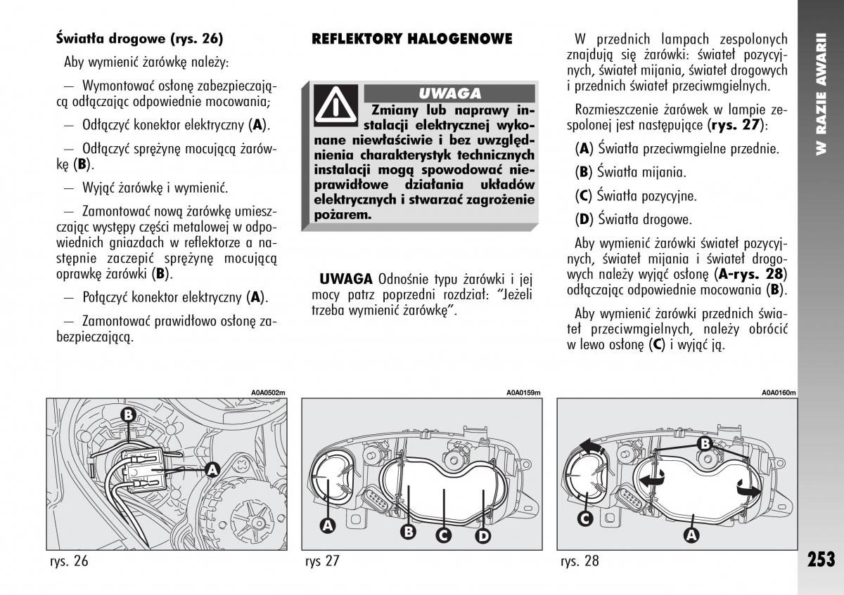 Alfa Romeo 147 instrukcja obslugi / page 255