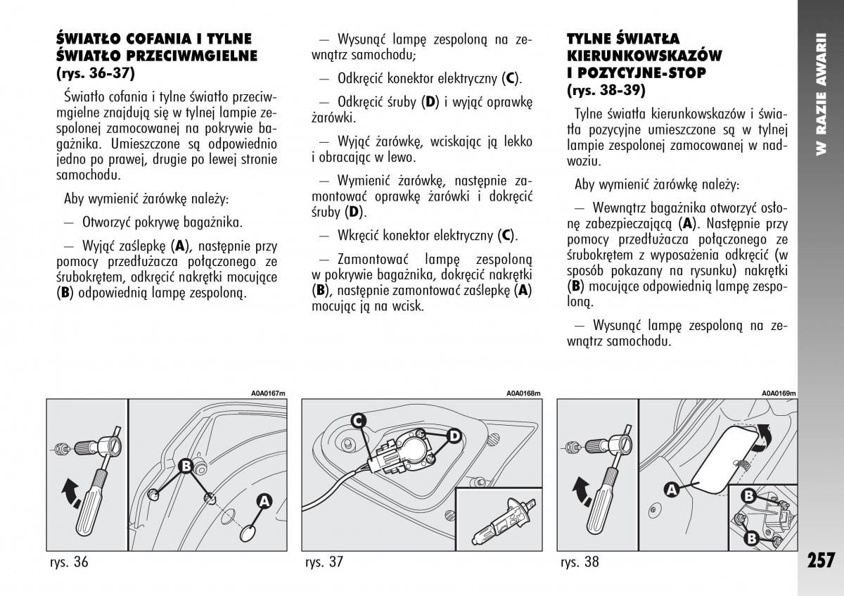 Alfa Romeo 147 instrukcja obslugi / page 259