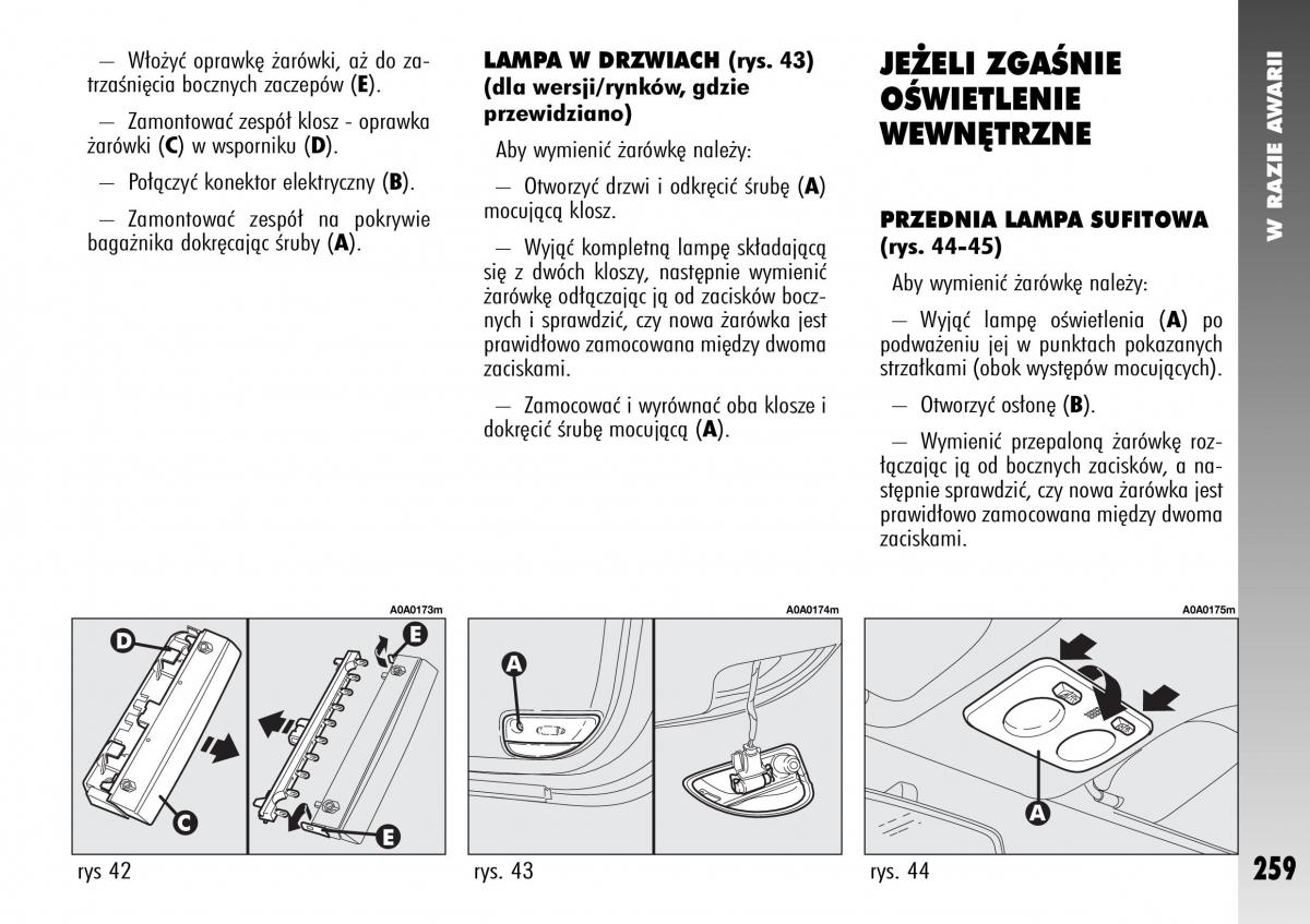 Alfa Romeo 147 instrukcja obslugi / page 261