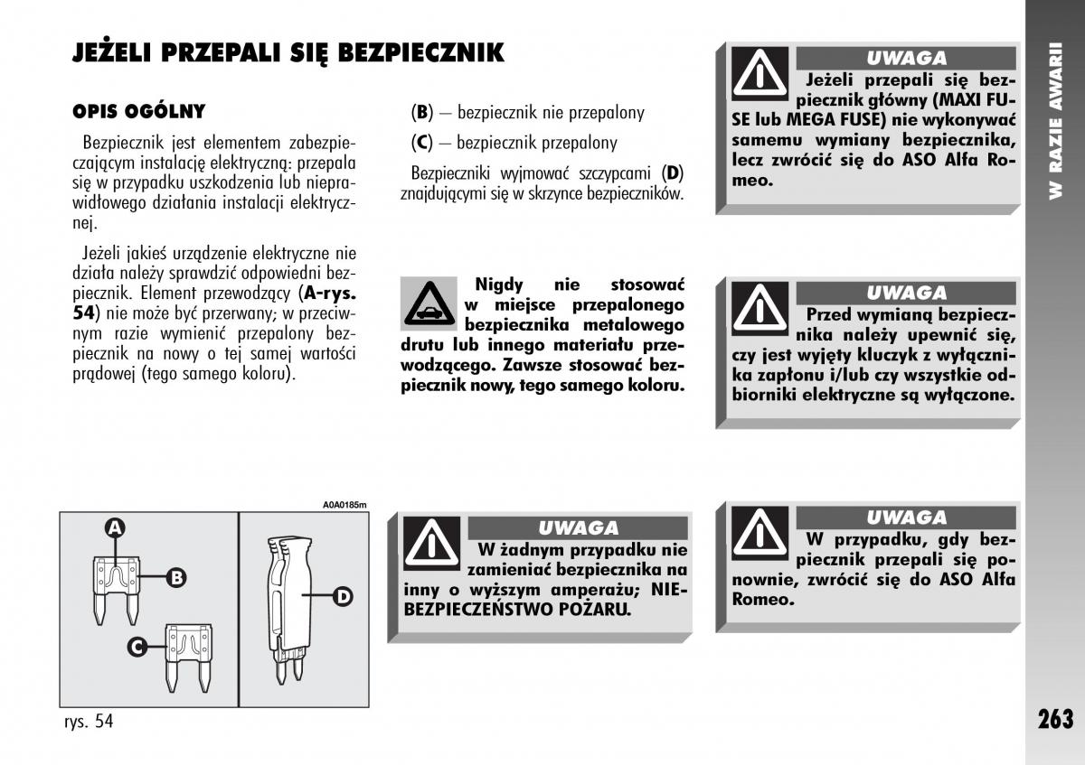 Alfa Romeo 147 instrukcja obslugi / page 265