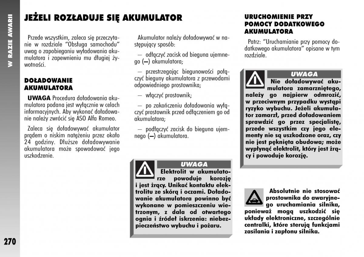 Alfa Romeo 147 instrukcja obslugi / page 272