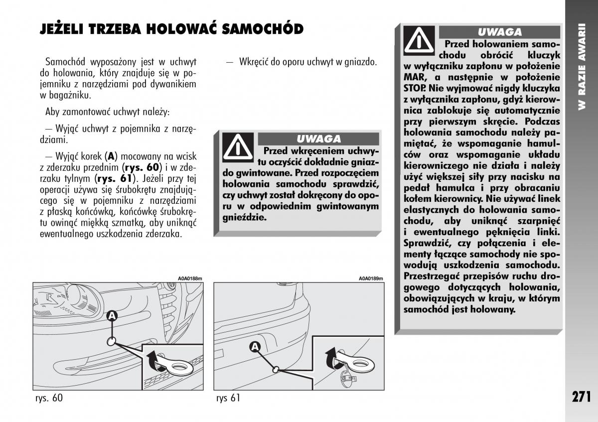 Alfa Romeo 147 instrukcja obslugi / page 273