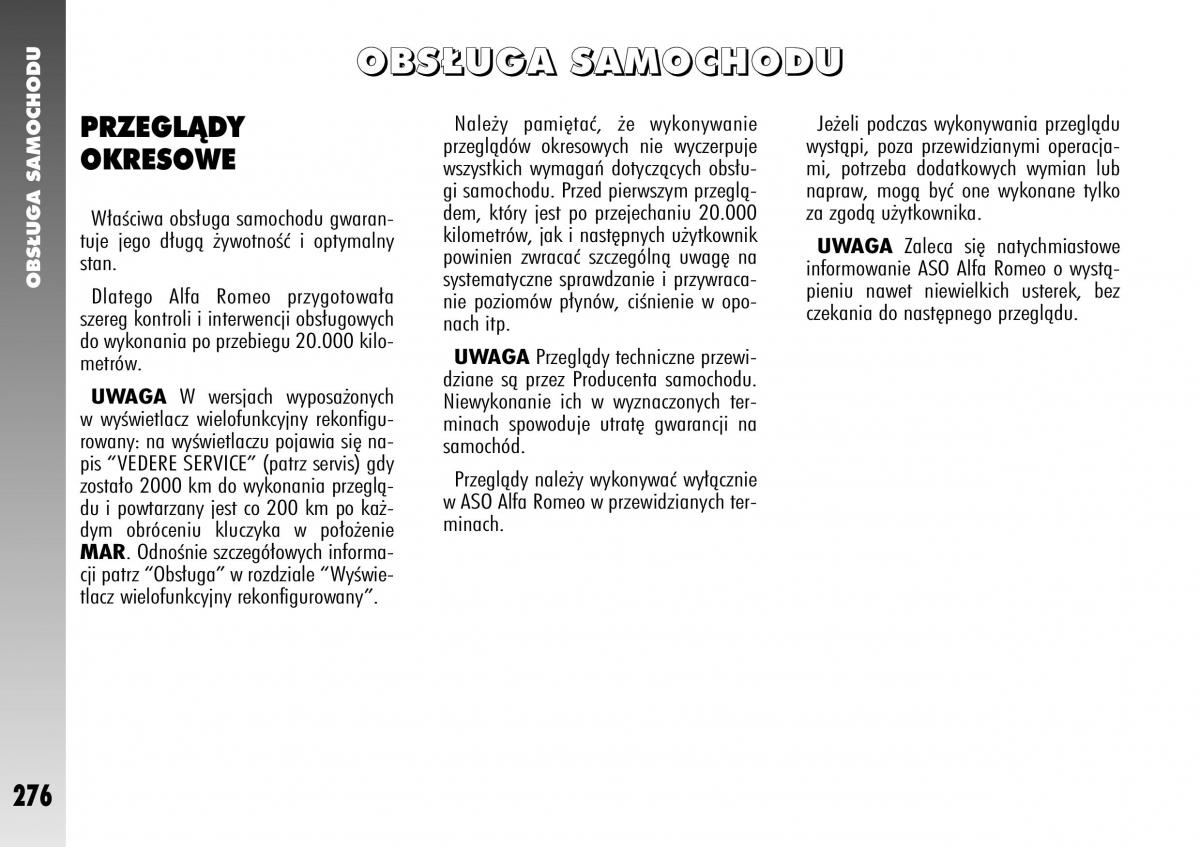 Alfa Romeo 147 instrukcja obslugi / page 278