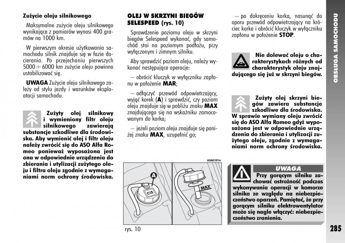 Alfa Romeo 147 instrukcja obslugi / page 287