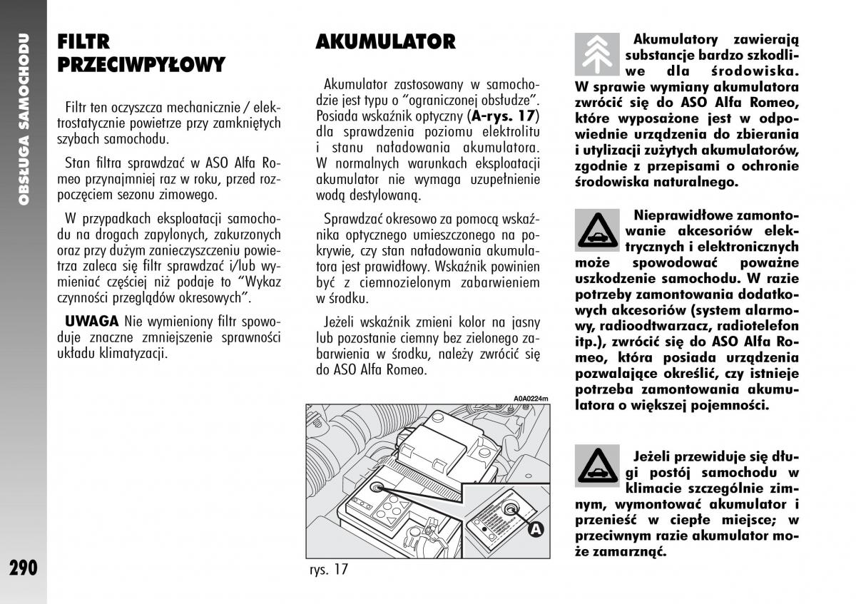 Alfa Romeo 147 instrukcja obslugi / page 292