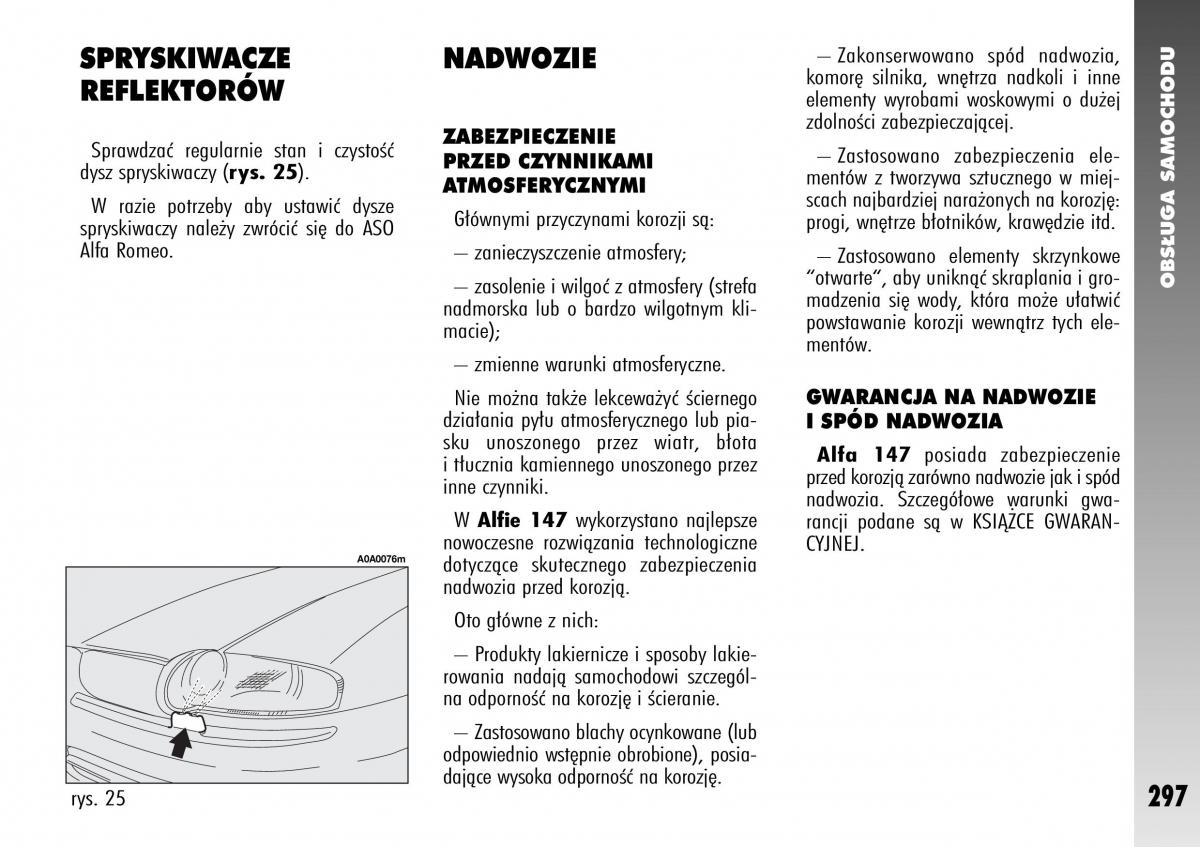 Alfa Romeo 147 instrukcja obslugi / page 299