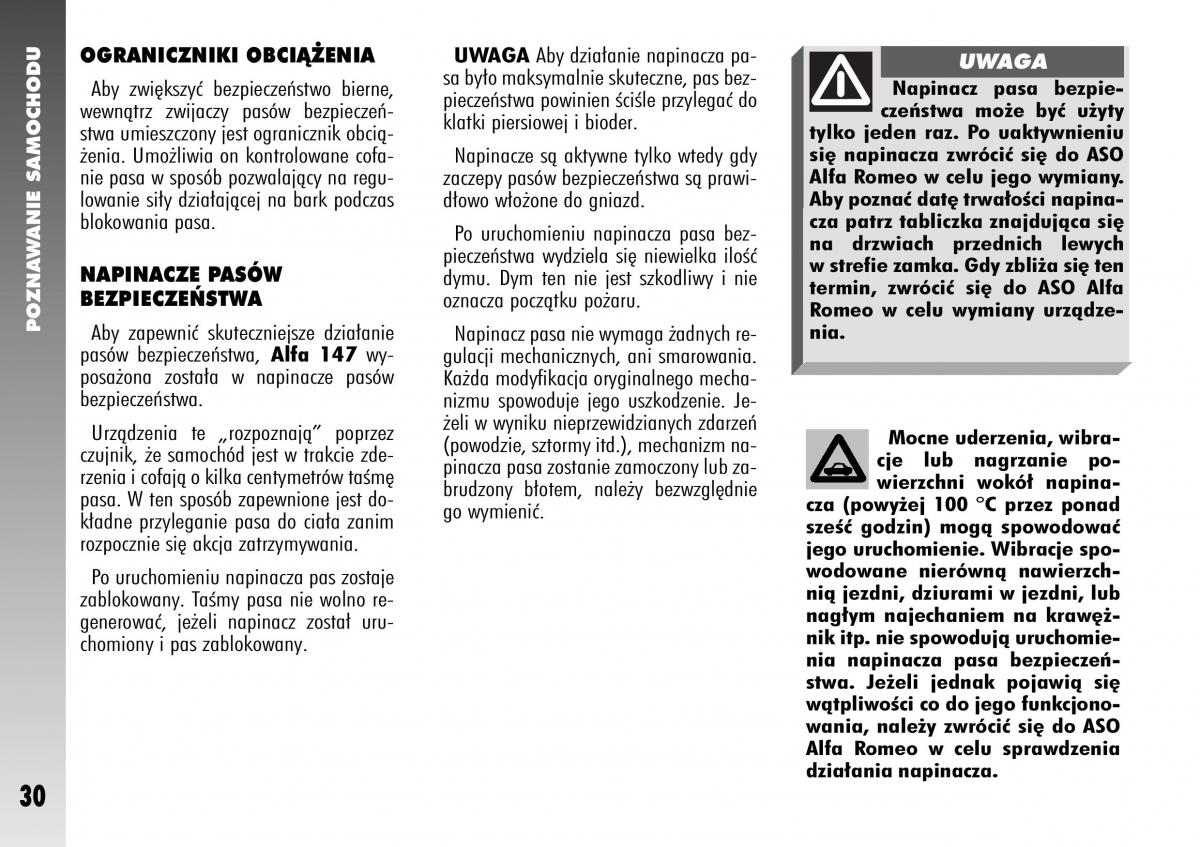 Alfa Romeo 147 instrukcja obslugi / page 32