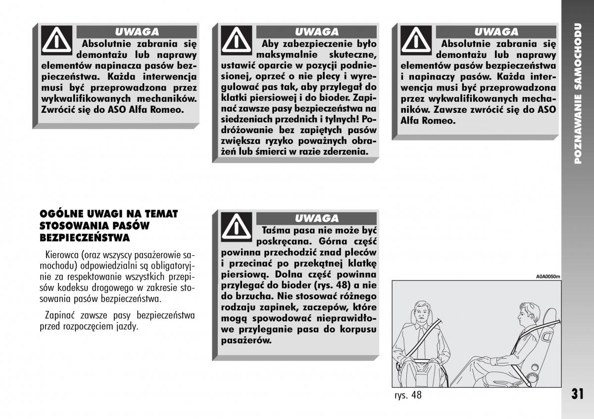 Alfa Romeo 147 instrukcja obslugi / page 33