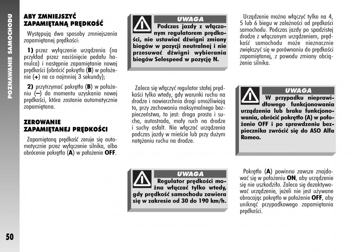 Alfa Romeo 147 instrukcja obslugi / page 52