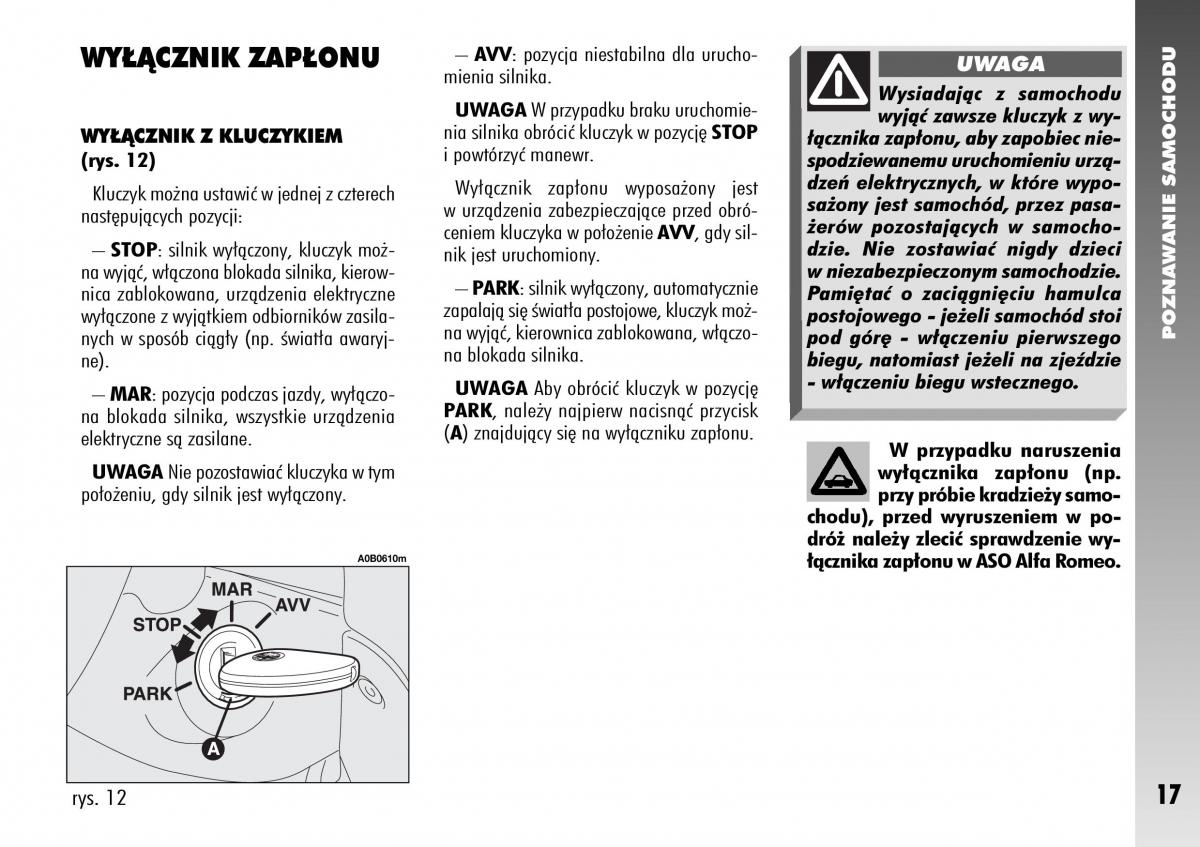 Alfa Romeo 156 instrukcja obslugi / page 19