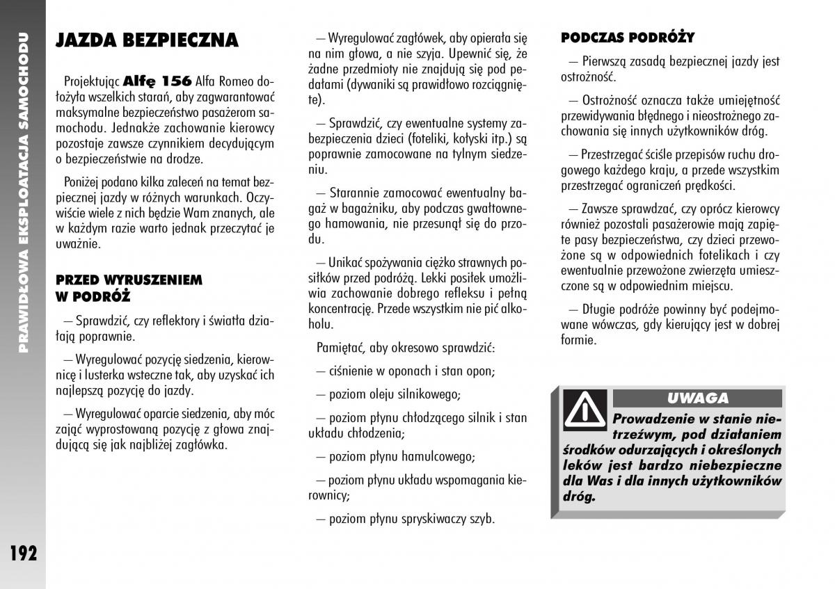 Alfa Romeo 156 instrukcja obslugi / page 194