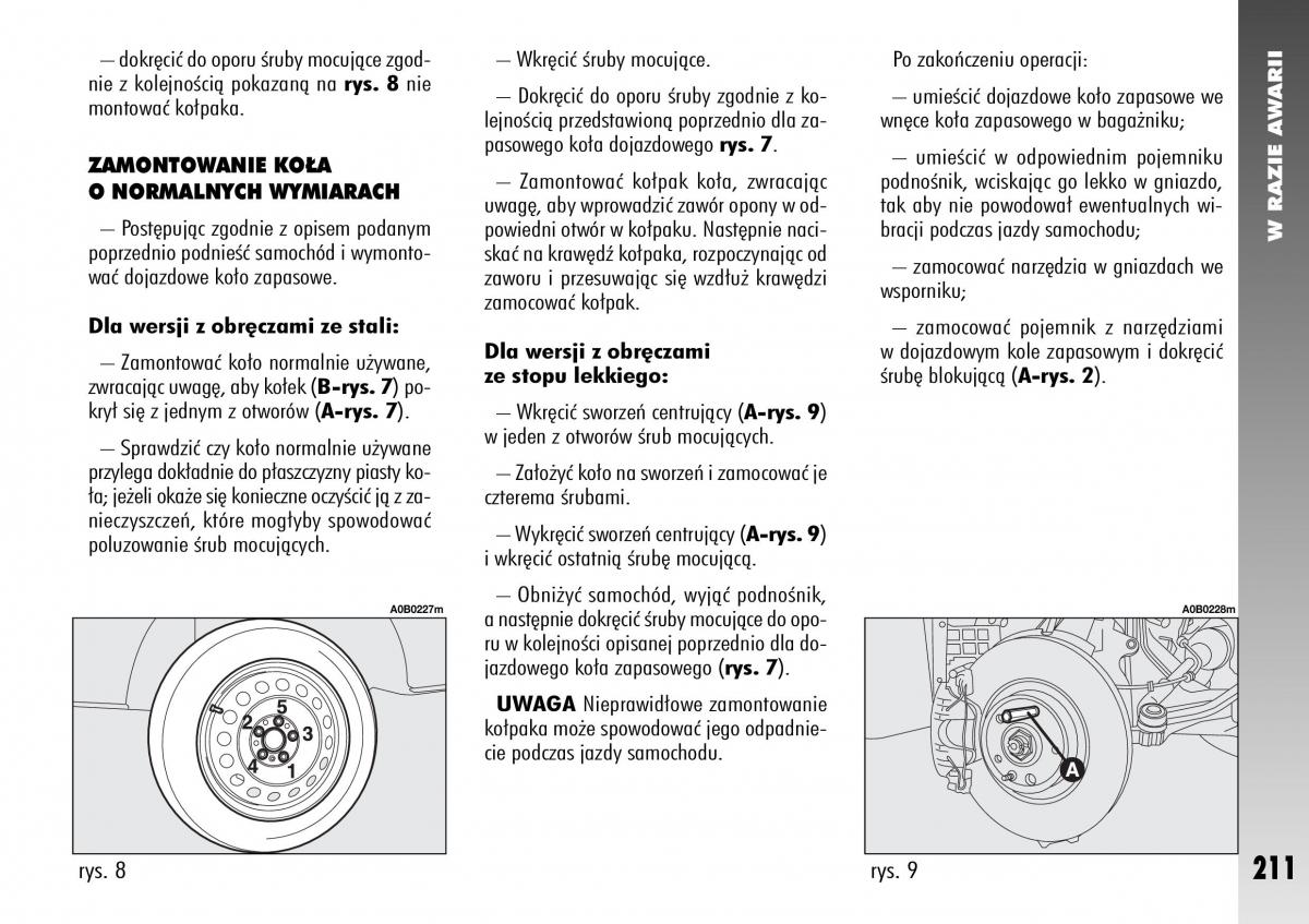 Alfa Romeo 156 instrukcja obslugi / page 213