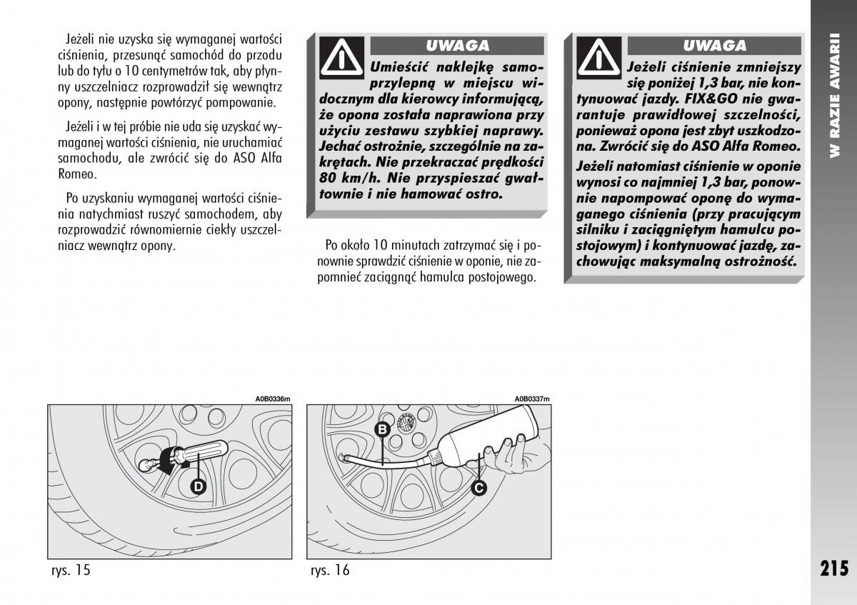 Alfa Romeo 156 instrukcja obslugi / page 217